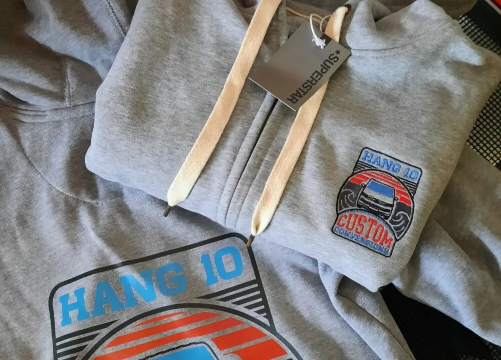 Hang 10 Embroidered organic hoodies