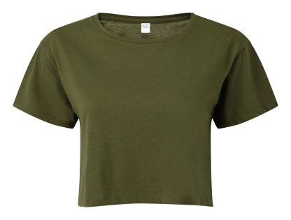 cropped tridri womens tshirt olive