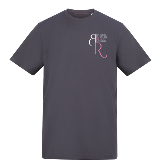 Grey with pink logo